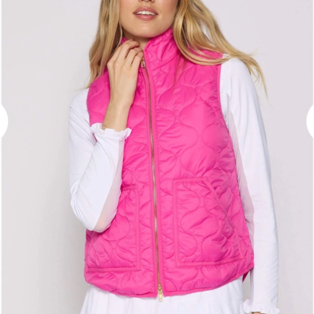 Gottex Lightweight Quilted Vest Sz XL Hot Pink Pockets Packable